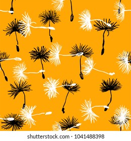 Decorative seamless vector pattern with dandelions