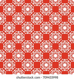 Decorative seamless vector pattern for printing, design, textiles, paper and other. Abstract light ornament on a red background