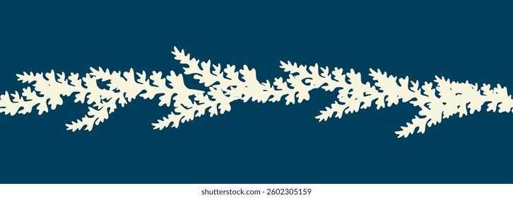 Decorative seamless vintage pattern in classic style with flowers and branches. Silhouettes of flowers, Two-color horizontal ornament in pastel colors, border