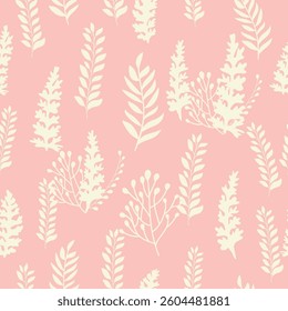Decorative seamless vintage pattern in classic style with small flowers, ditsy. Silhouettes of flowers, bicolor ornament in pastel colors