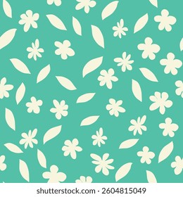Decorative seamless vintage pattern in classic style with small flowers, ditsy. Silhouettes of flowers, Two-color ornament in pastel colors, wedding