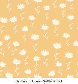 Decorative seamless vintage pattern in classic style with small flowers, ditsy. Silhouettes of flowers, bicolor ornament in pastel colors