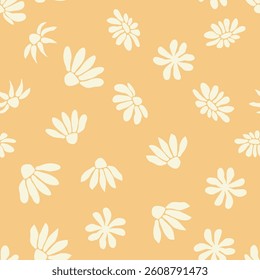 Decorative seamless vintage pattern in classic style with small flowers, ditsy. Silhouettes of flowers, Two-color ornament in pastel colors