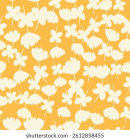 Decorative seamless vintage pattern in classic style with small flowers, ditsy. Silhouettes of flowers, bicolor ornament in pastel colors