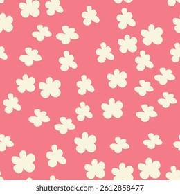 Decorative seamless vintage pattern in classic style with small flowers, ditsy. Silhouettes of flowers, Two-color ornament in pastel colors