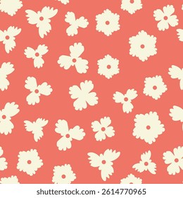 Decorative seamless vintage pattern in classic style with small flowers, ditsy. Silhouettes of flowers, Two-color ornament in pastel colors, wedding