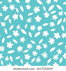 Decorative seamless vintage pattern in classic style with small flowers, ditsy. Silhouettes of flowers, Two-color ornament in pastel colors, wedding