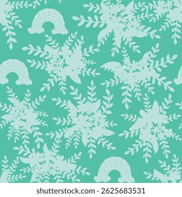 Decorative seamless vintage pattern in classic style with small flowers, ditsy. Silhouettes of flowers, Two-color ornament in pastel colors, wedding