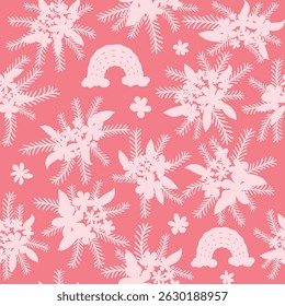 Decorative seamless vintage pattern in classic style with small flowers, ditsy. Silhouettes of flowers, Two-color ornament in pastel colors, wedding