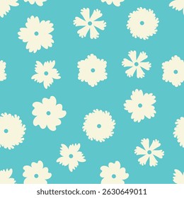 Decorative seamless vintage pattern in classic style with small flowers, ditsy. Silhouettes of flowers, Two-color ornament in pastel colors, wedding