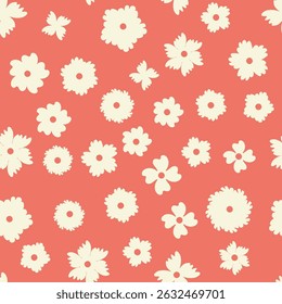 Dekoratives nahtloses Vintage-Muster im klassischen Stil mit kleinen Blumen, schmutzig. Blumensilhouetten, Zweifarbige Ornamente in Pastellfarben, Hochzeit