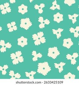 Dekoratives nahtloses Vintage-Muster im klassischen Stil mit kleinen Blumen, schmutzig. Blumensilhouetten, Zweifarbige Ornamente in Pastellfarben, Hochzeit