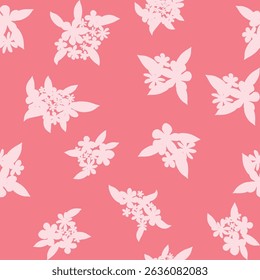 Decorative seamless vintage pattern in classic style with small flowers, ditsy. Silhouettes of flowers, Two-color ornament in pastel colors, wedding