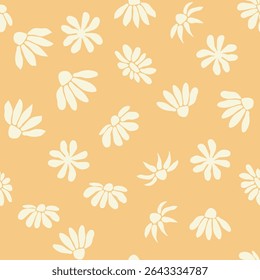 Decorative seamless vintage pattern in classic style with small flowers, ditsy. Silhouettes of flowers, Two-color ornament in pastel colors
