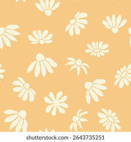 Decorative seamless vintage pattern in classic style with small flowers, ditsy. Silhouettes of flowers, Two-color ornament in pastel colors