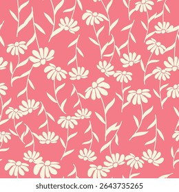 Decorative seamless vintage pattern in classic style with small flowers, ditsy. Silhouettes of flowers, bicolor ornament in pastel colors