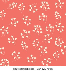 Decorative seamless vintage pattern in classic style with small flowers, ditsy. Silhouettes of flowers, Two-color ornament in pastel colors