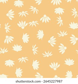 Decorative seamless vintage pattern in classic style with small flowers, ditsy. Silhouettes of flowers, Two-color ornament in pastel colors