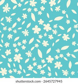 Decorative seamless vintage pattern in classic style with small flowers, ditsy. Silhouettes of flowers, Two-color ornament in pastel colors, wedding