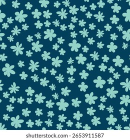 Decorativo sem costura vintage padrão em estilo clássico com flores pequenas, ditsy. Silhuetas de flores, Ornamento de duas cores em cores pastel, casamento
