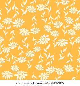 Patrón vintage sin fisuras decorativo en estilo clásico con flores Pequeñas, ditsy. Siluetas de flores, adorno bicolor en colores pastel