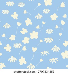 Patrón vintage sin fisuras decorativo en estilo clásico con flores Pequeñas, ditsy. Siluetas de flores, adorno de dos colores en colores pastel
