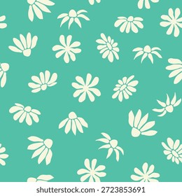 Dekoratives nahtloses Vintage-Muster im klassischen Stil mit kleinen Blumen, schmutzig. Silhouetten von Blumen, Zweifarbige Ornamente in Pastellfarben