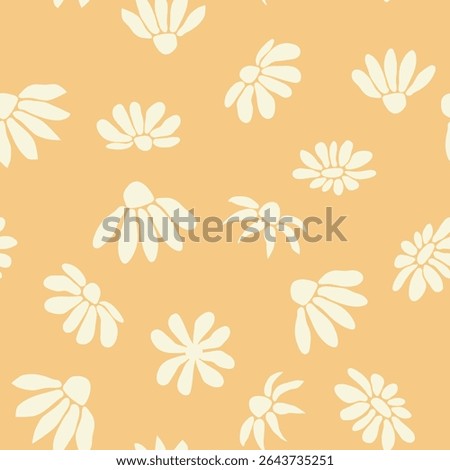 Decorative seamless vintage pattern in classic style with small flowers, ditsy. Silhouettes of flowers, Two-color ornament in pastel colors