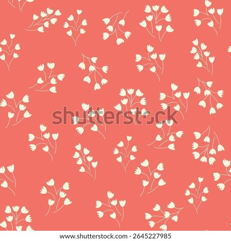 Decorative seamless vintage pattern in classic style with small flowers, ditsy. Silhouettes of flowers, Two-color ornament in pastel colors