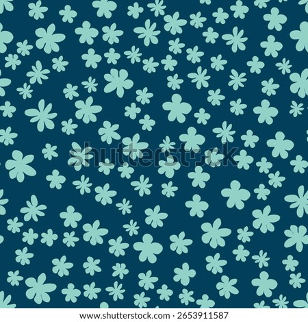Decorative seamless vintage pattern in classic style with small flowers, ditsy. Silhouettes of flowers, Two-color ornament in pastel colors, wedding