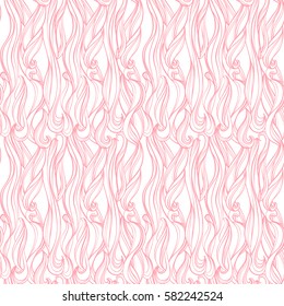 Decorative seamless water waves. Ornamental line art hand drawing. Vector pattern on white background.