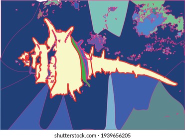 
Decorative seashell - color vector illustration