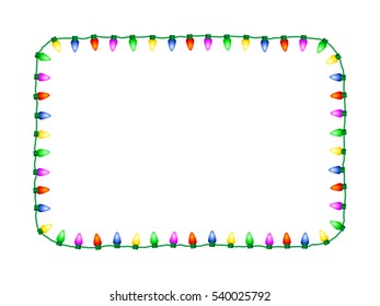 Decorative seasonal christmas lights vector rectangular frame
