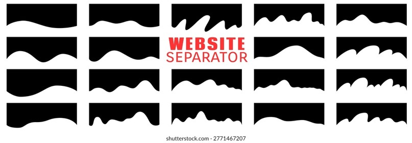 Decorative separator for website hero section, organic wave shape divider, fresh website UI with smooth shape and graphic separator.