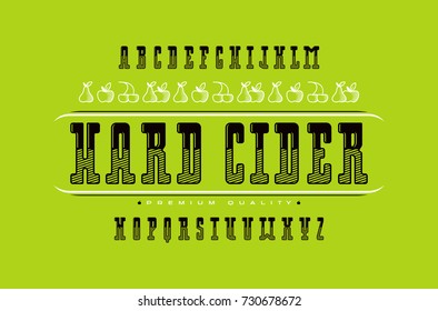 Decorative serif font and hard cider label. Letters for logo and title design