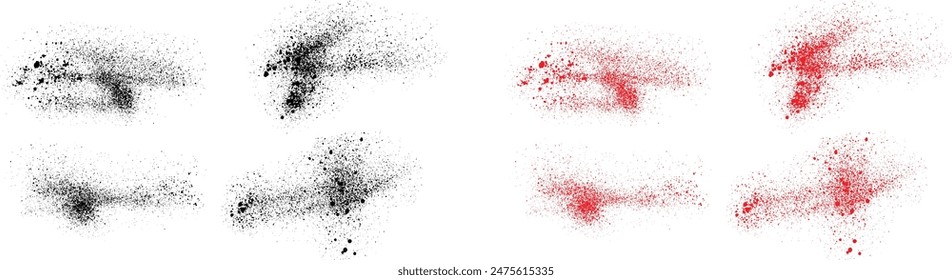 Conjunto decorativo de color negro y rojo de diseño de pincel de sangre. Trazo de pincel abstracto de tinta