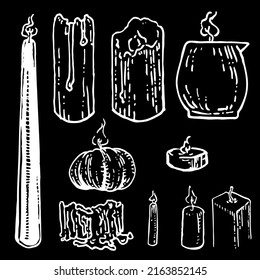 Decorative set of candles of different shapes