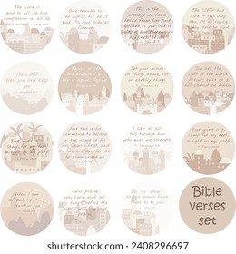 Decorative set of Christian bible verses. Use in wall art print, journaling, religious events, blogging, children bible