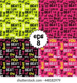Decorative set of four seamless patterns with words "You are the best"