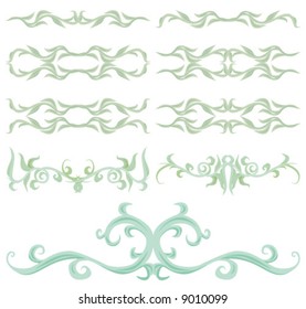 Decorative set I. 9 color floral elements.