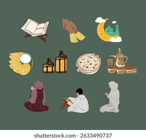 A decorative set of Islamic Milad elements perfect for celebration themes, banners, and festive designs.
