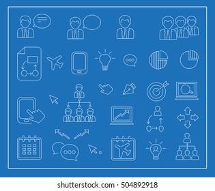 Decorative set of linear seo icons