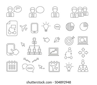 Decorative set of linear SEO icons