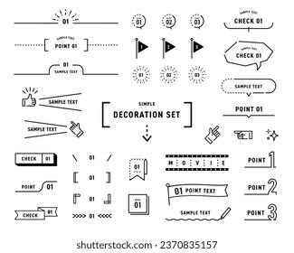 Decorative set with simple design. Vector illustration.