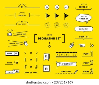 Decorative set with simple design. Vector illustration.