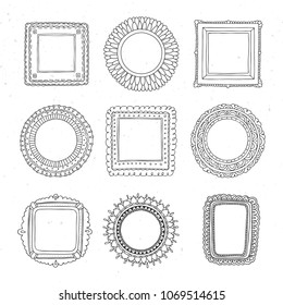  Decorative set  template photo frames isolated on white background. Scrapbook concept. This photo frame you can use for kids picture or your love story. Vector illustration. 