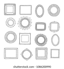 Decorative set template photo frames isolated on white background. Scrapbook or digital concept. These photo frames you can use for kids picture or your love story. Vector illustration.