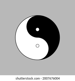 Decorative sewing button design for clothing and craft with two holes. Yin Yang symbol shape. Vector illustration. Template with print for craft and handmade of metal, plastic and wood. 