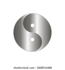 Decorative sewing button design for clothing and craft with two holes. Yin Yang symbol shape. Vector illustration. Template with print. 