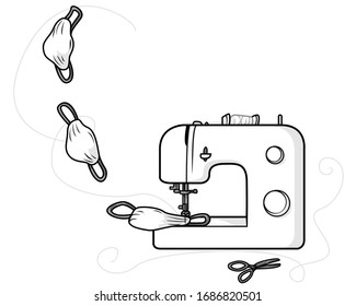 Sewing Cartoon Images Stock Photos Vectors Shutterstock Sewing machine cartoon 1 of 26. https www shutterstock com image vector decorative sewing machine making face masks 1686820501